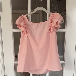 SHEIN Pink Ruffle Sleeve Blouse